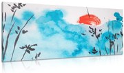 Stampa su tela – Cielo blu giapponese e sole rosso