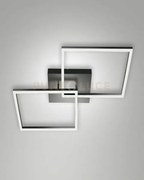 Bard  plafoniera antracite  l.65x65cm 2 luci a led 3000k - 52w - 51...
