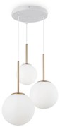 Lampadario Minimal Basic Form In Metallo Bianco E Oro 3 Luci E Diffusori Vetro