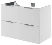 Mobile da bagno sotto lavabo Neo bianco laccato L 90 x H 64 x P 48 cm 4 cassetti, lavabo non incluso