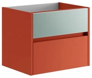 Mobile da bagno sotto lavabo Niwa paprika frontale in vetro verde timo laccato opaco L 59.5 x H 50 x P 45.5 cm 2 cassetti, lavabo non incluso