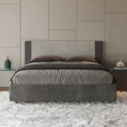 Letto contenitore imbottito 160x190 tessuto Labirinto 02 grigio Rosal