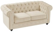 Divano 2 posti in Velluto Beige - CHESTERFIELD