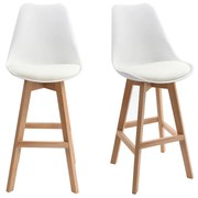 Set di 2 sgabelli da bar design bianco e legno 65cm PAULINE