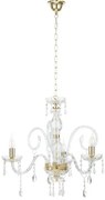 Lampadario in vetro e cristallo maria teresa 3 luci oro lp.mt-3t4