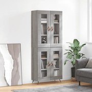 Credenza grigio sonoma 69,5x34x180 cm in legno multistrato