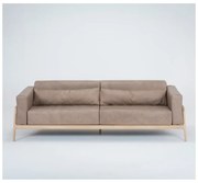 Divano in pelle di bufalo marrone chiaro con struttura in rovere massiccio , 240 cm Fawn - Gazzda