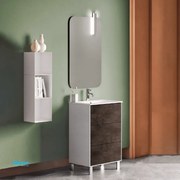 Mobile Bagno A Terra "Step" Da 70 Cm Composto Da Tre Cassetti Lavabo E Specchio Con Lampada Led