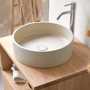 Tikamoon - Lavabo tondo in cemento cream Gina