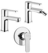 Set miscelatori lavabo + bidet + incasso doccia Jacuzzi | rubinetteria Eolo ottone cromato per piletta click clack