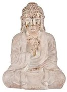 Statua Decorativa da Giardino Buddha Bianco/Dorato Poliresina (23,5 x 49 x 36 cm)