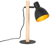 Lampada da tavolo rustica nera con legno - Flint