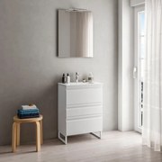 Mobile sottolavabo e lavabo Pull per vasca centrale bianco opaco in mdf L 60 x H 56 x P 39.5 cm 3 cassetti