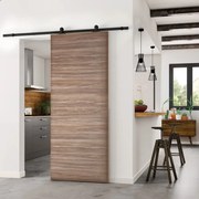 Porta scorrevole reversibile Foret in mdf marrone, L 92.5 x H 211.5 cm, con binario Retro