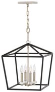 Lampadario Industrial Nordico Stinson Acciaio Nero Nichel Lucido 4 Luci E14