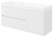 Mobile sottolavabo e lavabo Portofino bianco in mdf L 120 x H 51 x P 40 cm, 1 anta 2 cassetti