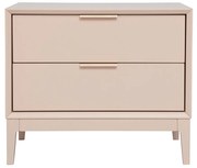 Comodino rosa cipria e metallo dorato con ripiani GIANA