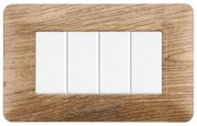 Placca 4 moduli 504 in plastica legno chiaro compatibile anche con BTicino Matix