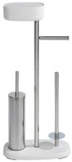Porta carta igienica con spazzola in acciaio inox in bianco-argento Rivazza - Wenko