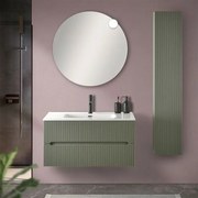 Mobile bagno sospeso cannettato 90 cm verde con specchio Bali