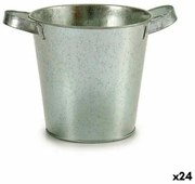 Vaso Secchio Argentato Zinco 20 x 14 x 16,2 cm (24 Unità)