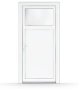 Porta di servizio con finestra, 88x198 cm, PVC, bianco, apertura a destra verso l'interno, modello Arezzo, configura individualmente