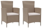 Sedie da giardino con cuscini 2 pz in polyrattan beige