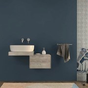 Mensolone da bagno 60 cm rovere sbiancato con cassettone da 50 cm