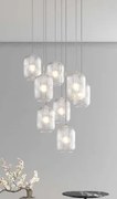 Sospensione bianco 8 luci tonda vetri trasparente 1181bi-s8 t-tr