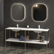 Kamalu - mobile bagno metallico a terra 175 cm con doppio lavabo net-175l