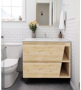 Mobile da bagno sotto lavabo Sieben laminato finitura legno country L 80 x H 51 x P 45 cm 1 cassetto, lavabo non incluso