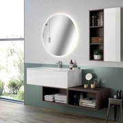 Pensile bagno Brera lucido bianco in truciolare, 1 anta apertura da sinistra P 17 x L 30 x H 90 cm