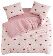 Set copripiumino e federa rosa per letto singolo o esteso con lenzuolo incluso/3 pezzi 160x220 cm Red Heart – Mila Home