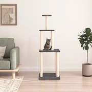 Albero per gatti con tiragraffi in sisal grigio scuro 149 cm