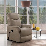 Poltrona recliner in nabuk con alzapersona elettrico AVANA TORTORA