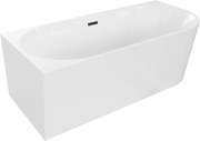 Mexen Mia Vasca da bagno angolare freestanding sinistra 150 x 75 cm, bianca, troppo pieno nero - 52691507500L-70