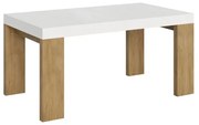 Tavolo allungabile 90x160/264 cm Roxell Mix piano Bianco Frassino - gambe Quercia Natura