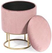 Pouf contenitore POLINA in velluto rosa