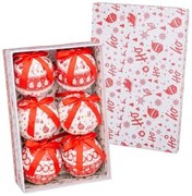 Palle di Natale HO-HO Bianco Rosso Carta Polyfoam 7,5 x 7,5 x 7,5 cm (6 Unità)