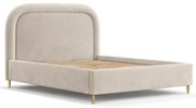 Letto matrimoniale imbottito beige con spazio contenitivo e rete 140x200 cm Mija - Maison de Rêve