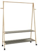 Appendiabiti Con Ripiani E Ruote 132x45,5x155,5 Cm İn Bambù /