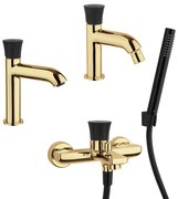 Set miscelatori oro spazzolato lavabo bidet e gruppo vasca serie Illumina di Jacuzzi Rubinetteria