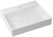 Lavabo da incasso con bordo a vista d'appoggio rettangolare vasca centrale Neo L 61 x H 15 x P 49 cm in resina bianco