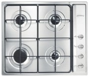 Piano cottura 4 fuochi L 58.5 cm S64S SMEG silver griglie in acciaio smaltato