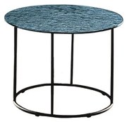 Tavolino IAGO 60 con struttura in metallo e piano tondo in vetro Blu