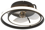 Ventilatore da soffitto nero 46,5 cm con LED e telecomando - Kees