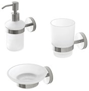 Set accessori a muro 3 pezzi in acciaio inox satinato e viti incluse   Galassia