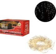 Tenda luci di Natale 200 LED estensibile bianco caldo