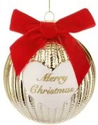 Pallina Natale cuore Merry Christmas 10 cm oro crochet