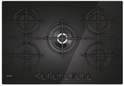 Piastra di cottura a gas 5 fuochi L 75 cm CVG6BR4WTW VETRO WH CANDY nero